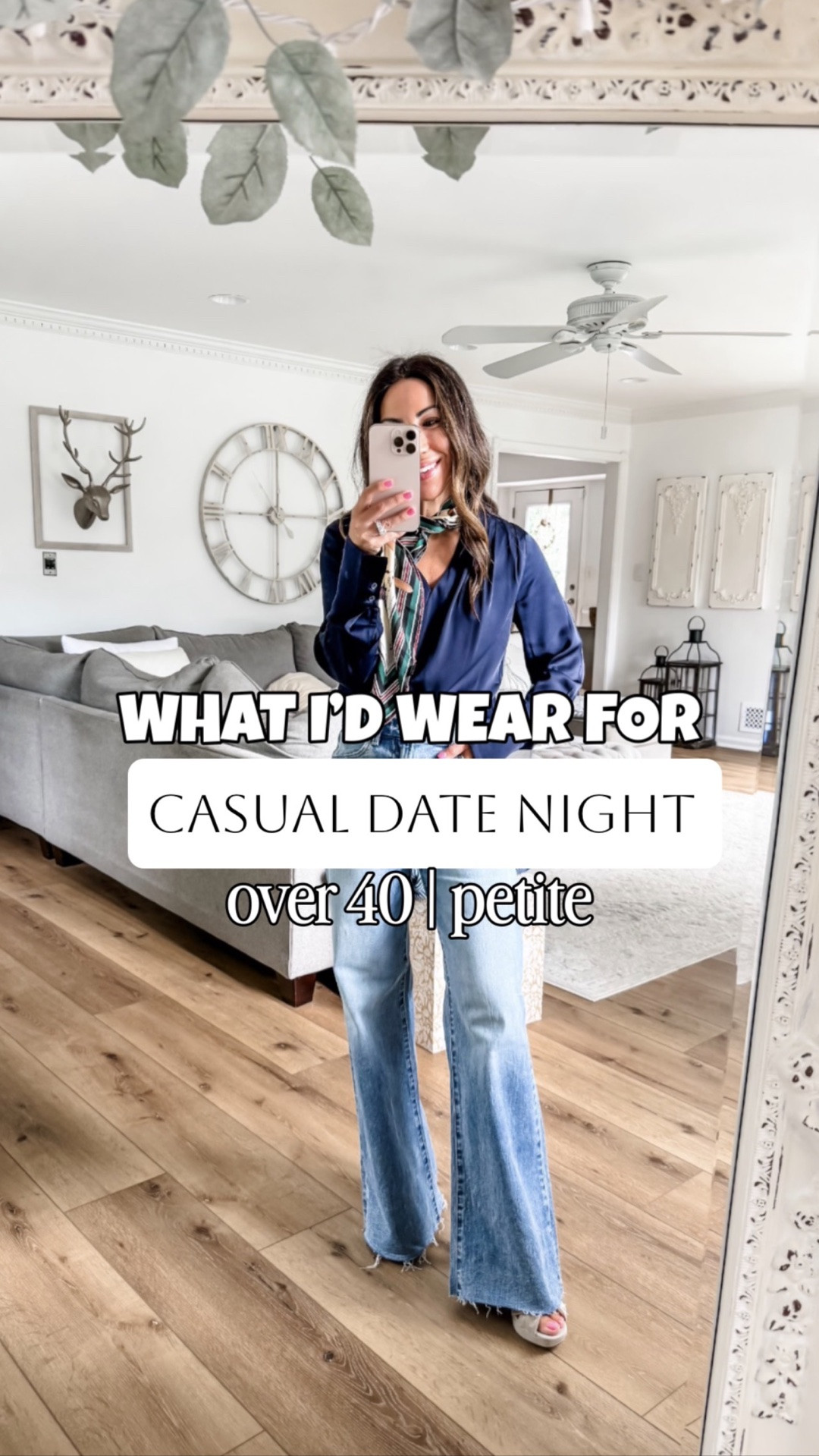 I should probably start a series on the outfits that did not make the cut for Dallas this week because I’m dizzy from planning outfits🤪BUT just because this outfit is not coming with me that doesn’t mean it’s not good. I love this as a casual date night outfit. The wide leg jeans are coming with me and they’re 20% off for a limited time. And the silk bodysuit is washable silk. It’s gorgeous in person! Easy, chic & casual. 

Jeans 24. Bodysuit XS. Platforms TTS.

#LTKOver40 #LTKPetite #LTKSaleAlert