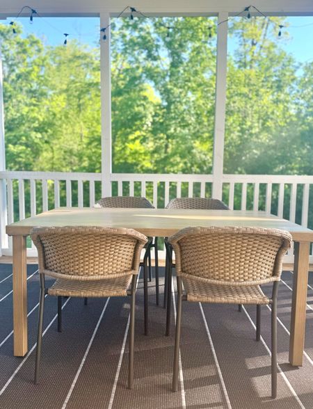 New outdoor dining set snagged the table new in box locally from someone but tagging the chairs (lighter in person than the stock photo) as they are on major sale along with other ones that are a great deal! 

#LTKSeasonal #LTKSaleAlert #LTKHome