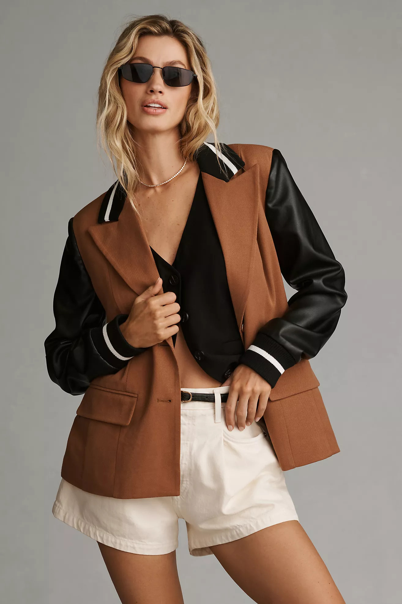 Avec Les Filles Mixed Fabric Blazer | Anthropologie (US)