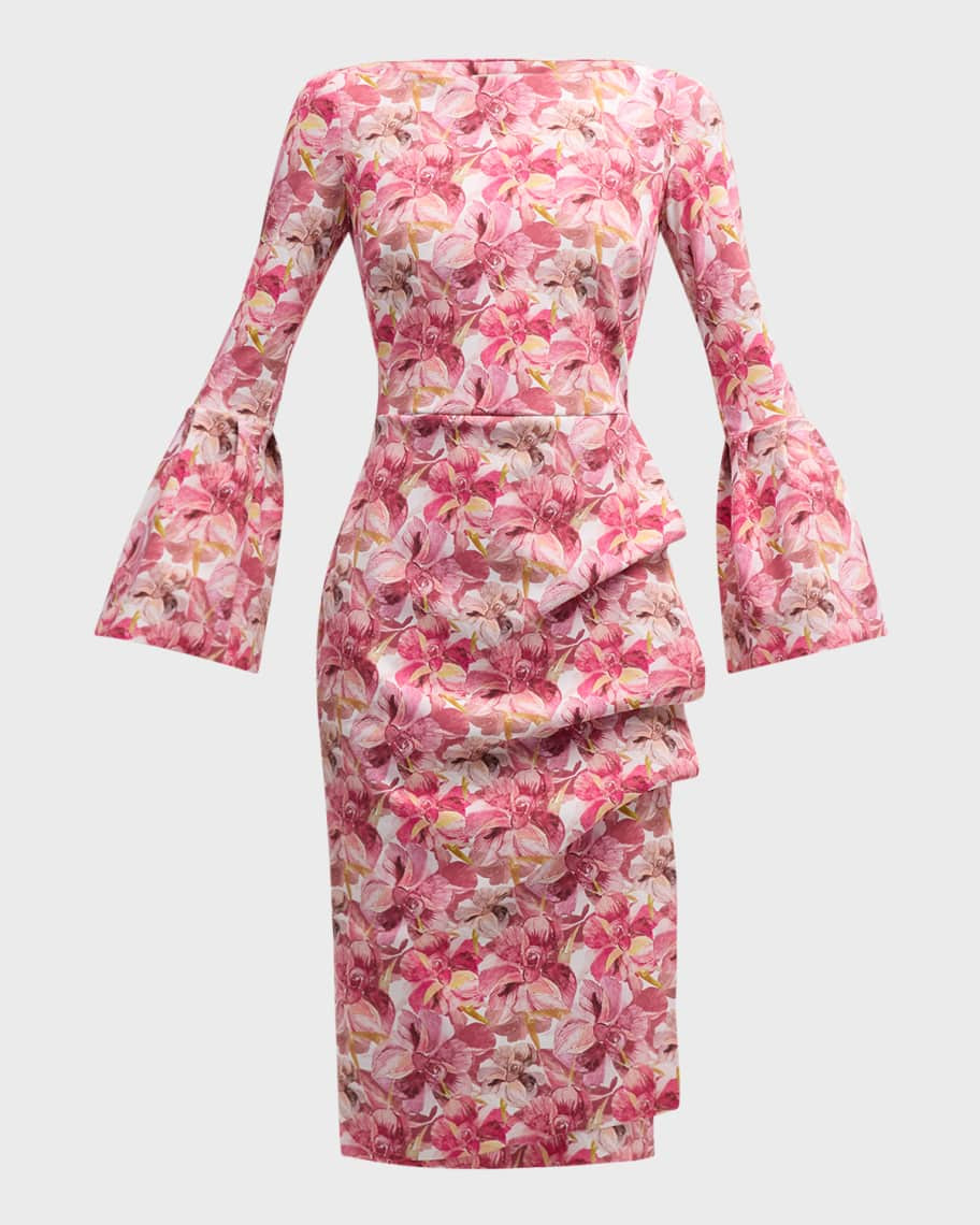 Ruched Floral-Print Bodycon Dress | Neiman Marcus