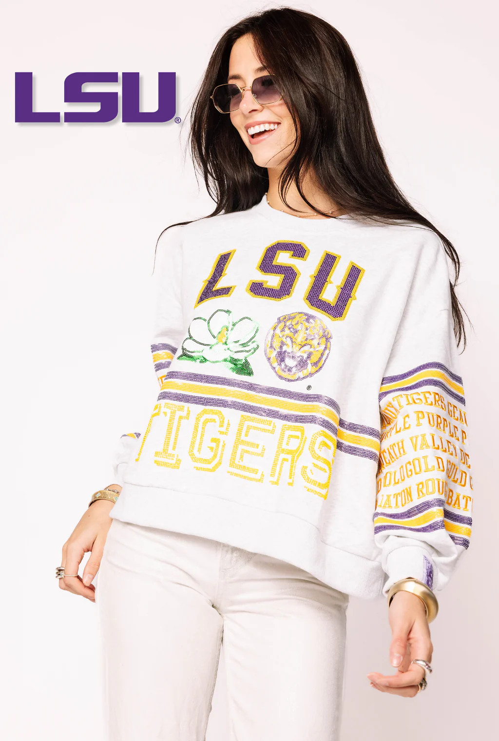 Licensed LSU Flower Mascot Sweatshirt | Queen of Sparkles