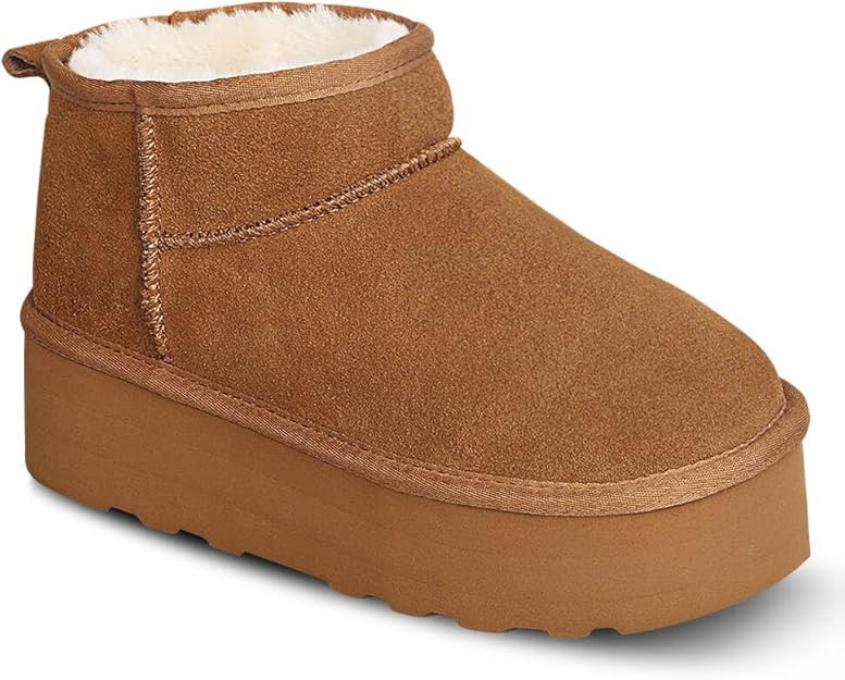 WICDIC Platform Mini Boot For Women Short Ankle Boot Fur Fleece Lined Sneakers Classic Ultra Snow... | Amazon (US)