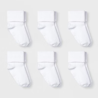 Baby 6pk Turn Cuff Socks - Cat & Jack™ White | Target
