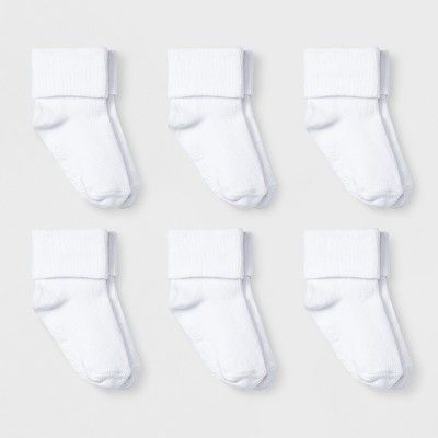 Baby 6pk Turn Cuff Socks - Cat & Jack™ White | Target