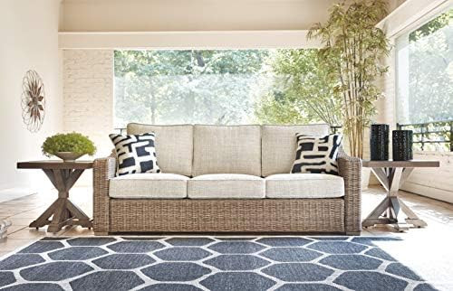 Signature Design by Ashley Beachcroft Outdoor Upholstered Patio Sofa with All-Weather Wicker Fram... | Amazon (US)