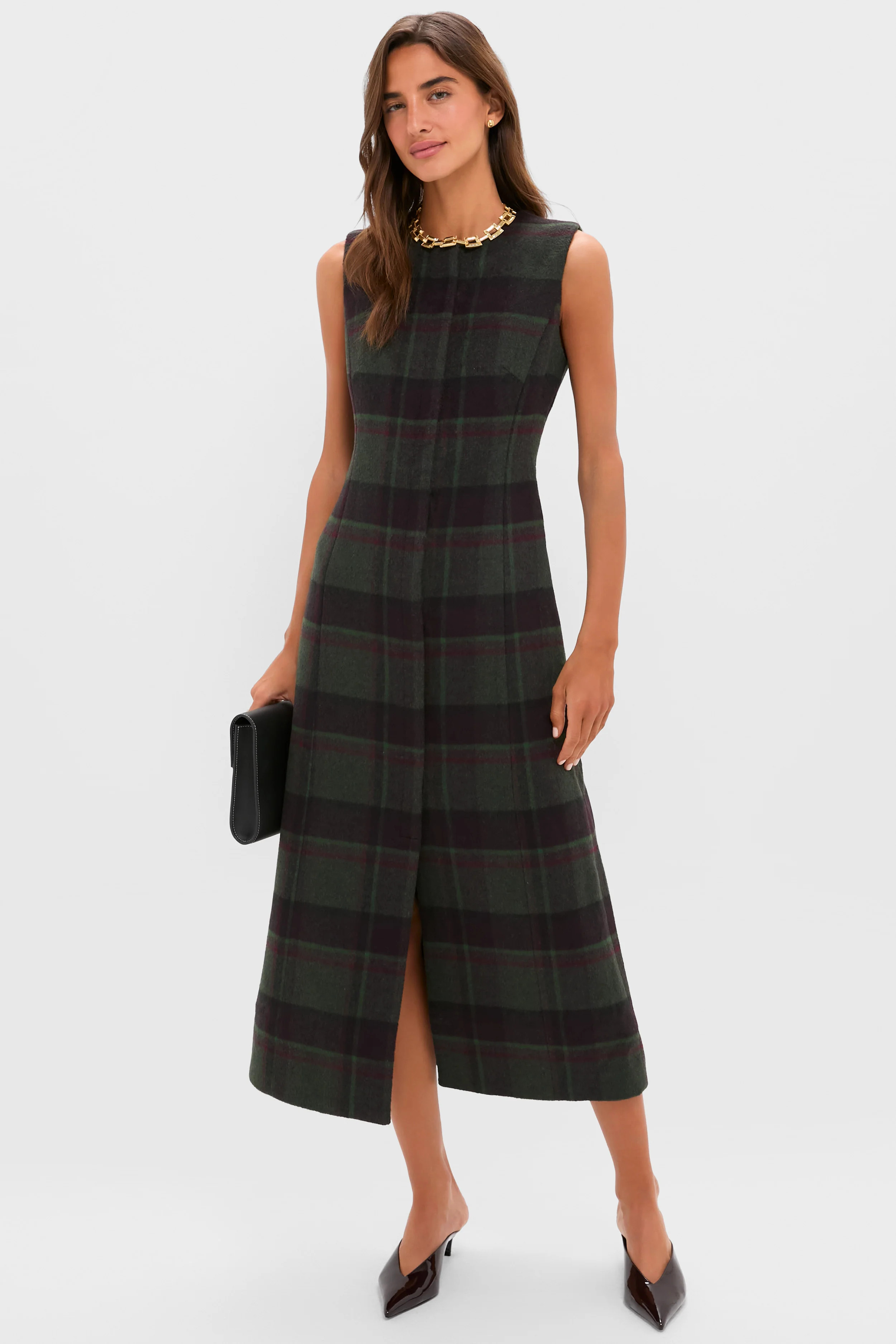 Forest Plaid Wool Rhoda Midi Dress | Tuckernuck (US)