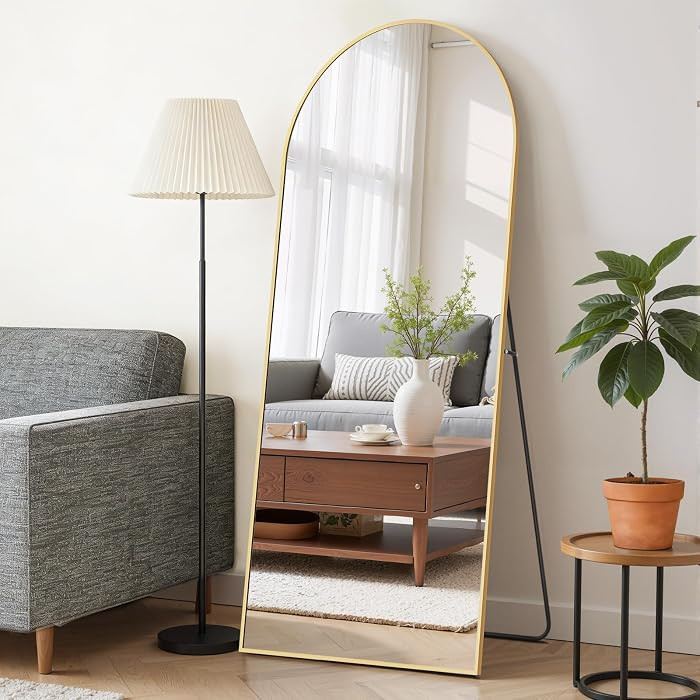 Mirror Full Length 64"x21" Full Body Floor Mirror with Stand, Shatterproof Glass, Aluminum Alloy ... | Amazon (US)
