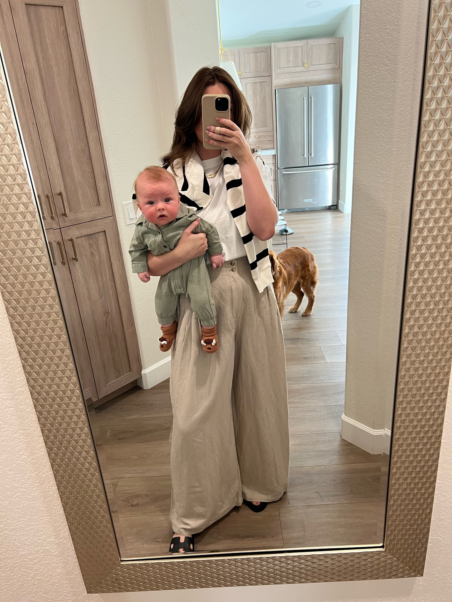 True size 8 in trousers. True size medium in tops. True size 8.5 in sandals. 
Rex is in 3-6 mo 

#LTKfindsunder100 #LTKstyletip #LTKfindsunder50