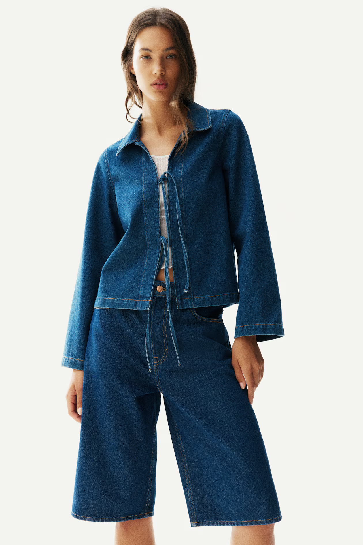 Tie-front denim jacket | H&M (UK, MY, IN, SG, PH, TW, HK)
