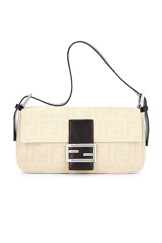 FWRD Renew Fendi Zucca Mama Baguette Shoulder Bag in Cream from Revolve.com | Revolve Clothing (Global)