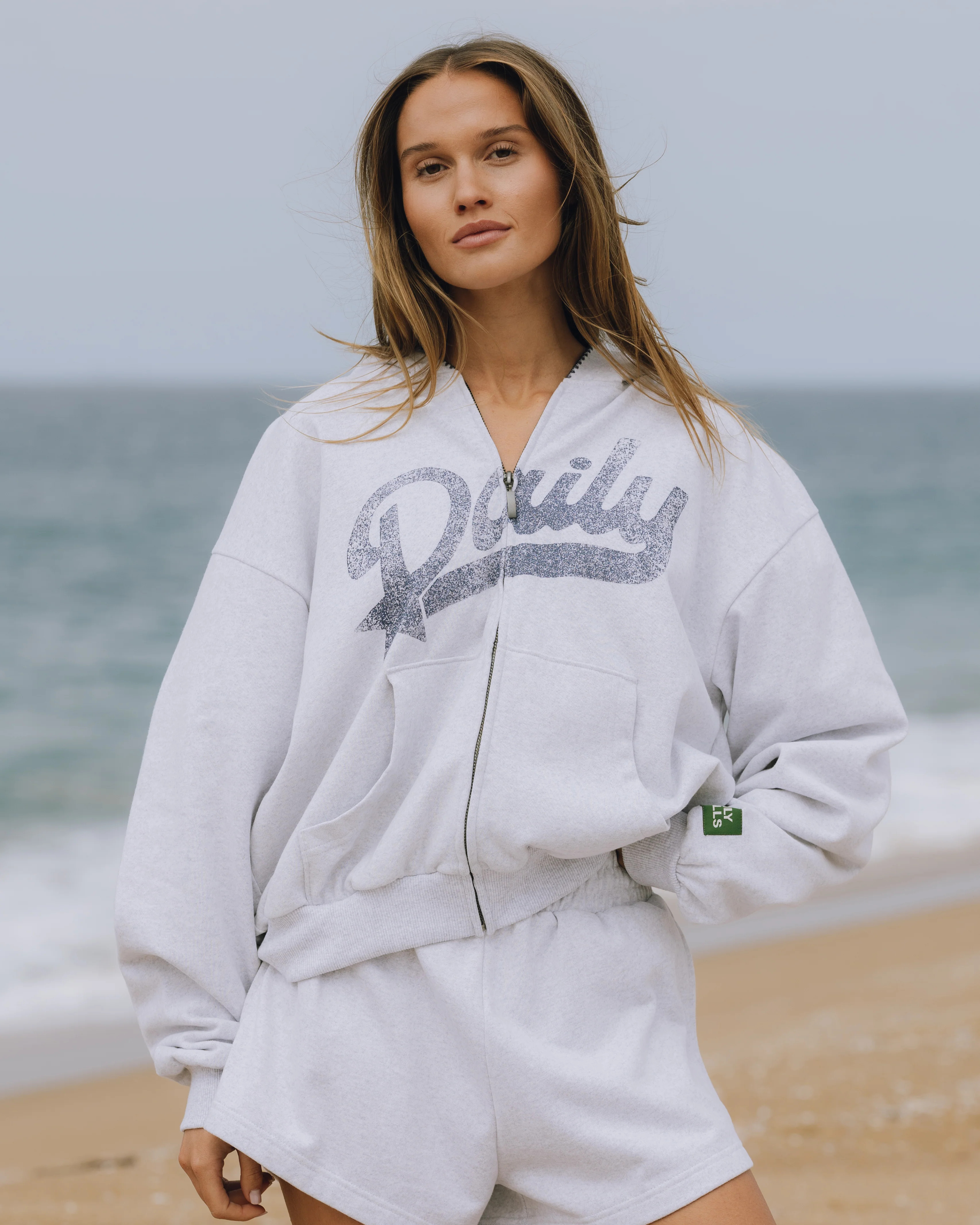 Fleece Americana Zip Hoodie - Heather Grey | Daily Drills LLC