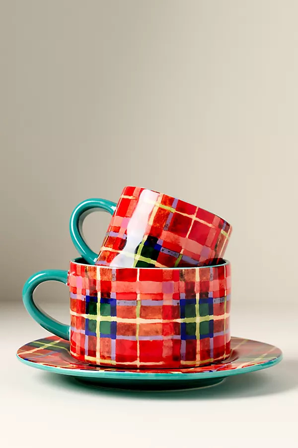 Tartan Stoneware Soup Mug | Anthropologie (US)