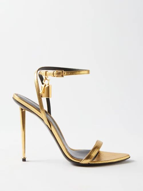 Tom Ford - Naked Metallic-leather Heeled Sandals - Womens - Gold | Matches (US)