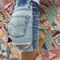 Vintage Reworked Levis Jean Shorts, 27"", High Rise & Waisted 501 Jeans, Cutoffs, , Cheeky Rips, Pat | Etsy (CAD)