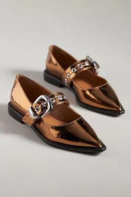 Maeve Pointed-Toe Moto Mary Jane Flats | Anthropologie (US)