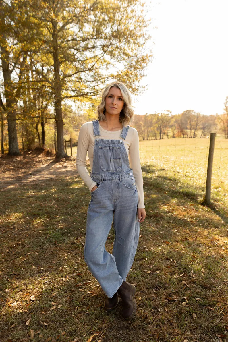 Darla Barrel Leg Denim Overalls | Etsy (Global)