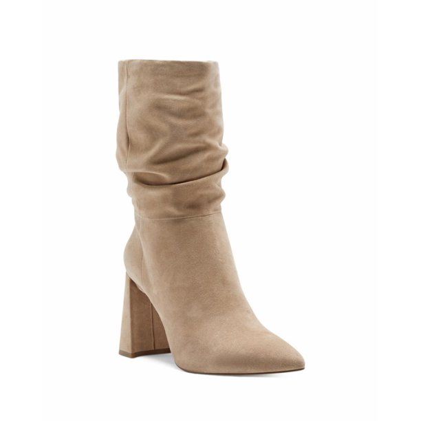 Vince Camuto AMBIE Slouch Pointed Toe Boot Block Heel TORTILLA Taupe Bootie (8, Nude) - Walmart.c... | Walmart (US)