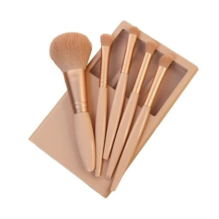 5Pcs/Set Makeup Brush Kit – Soft Bristles Non-Slip Handle with Mirror for Eyeshadow and Loose Powder | Walmart (US)