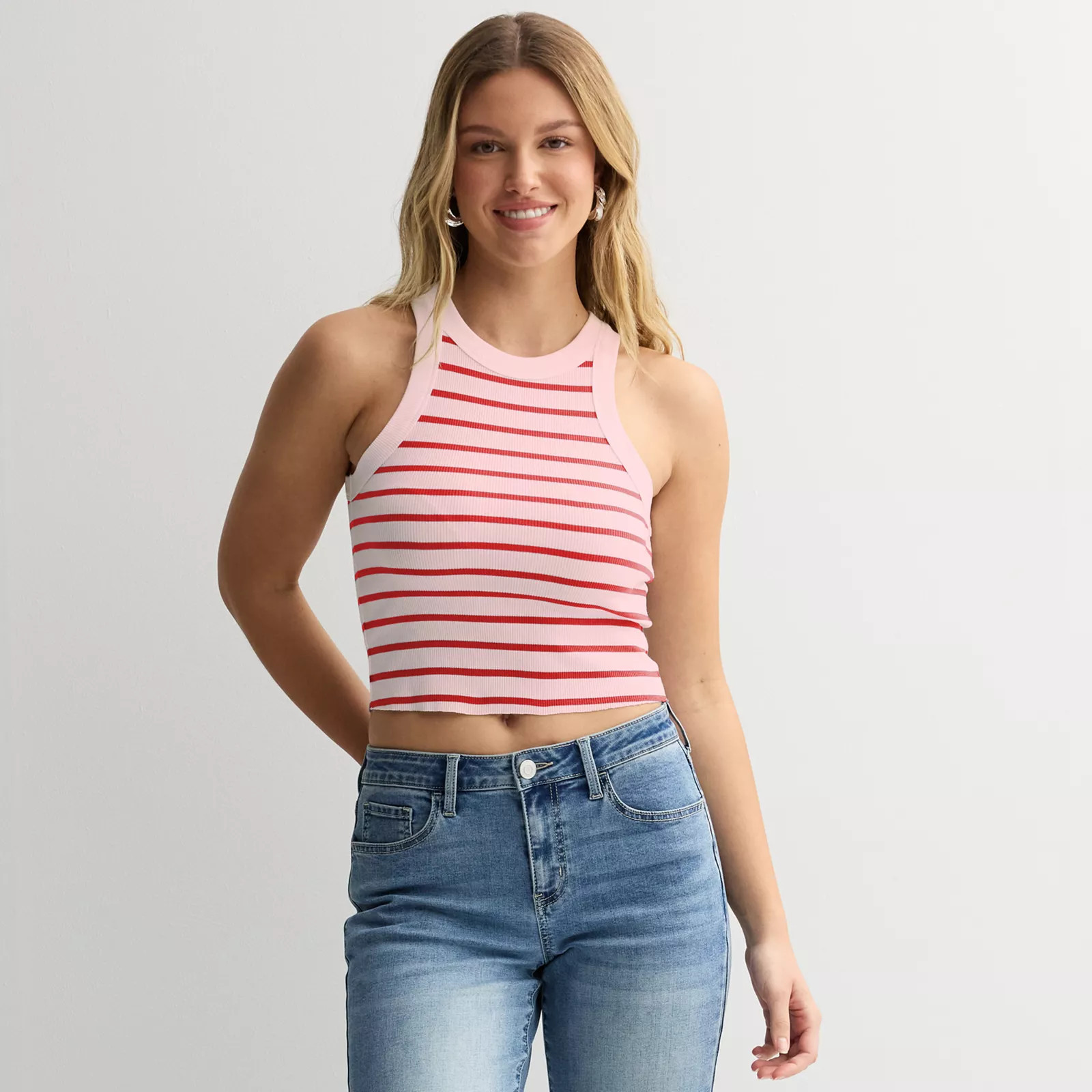 Juniors' SO® Cropped High Neck Rib Tank Top | Kohl's