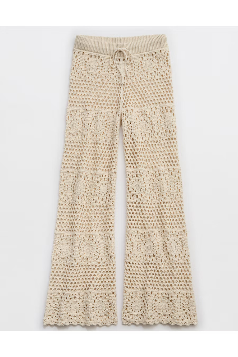 Aerie Crochet Party Pant Women's Natural XL Long | American Eagle Outfitters (US & CA)