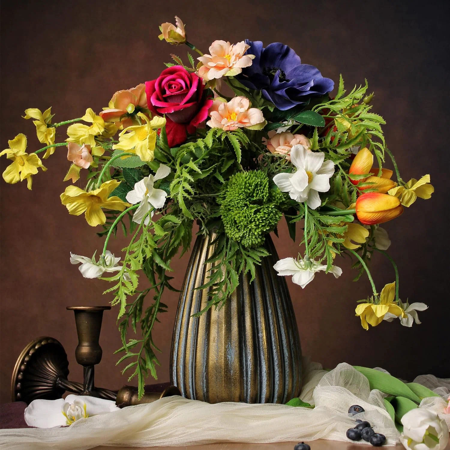 Artificial Faux Flowers in Vase, Silk Flower Arrangement Artificial Floral Table Centerpiece | Wayfair North America