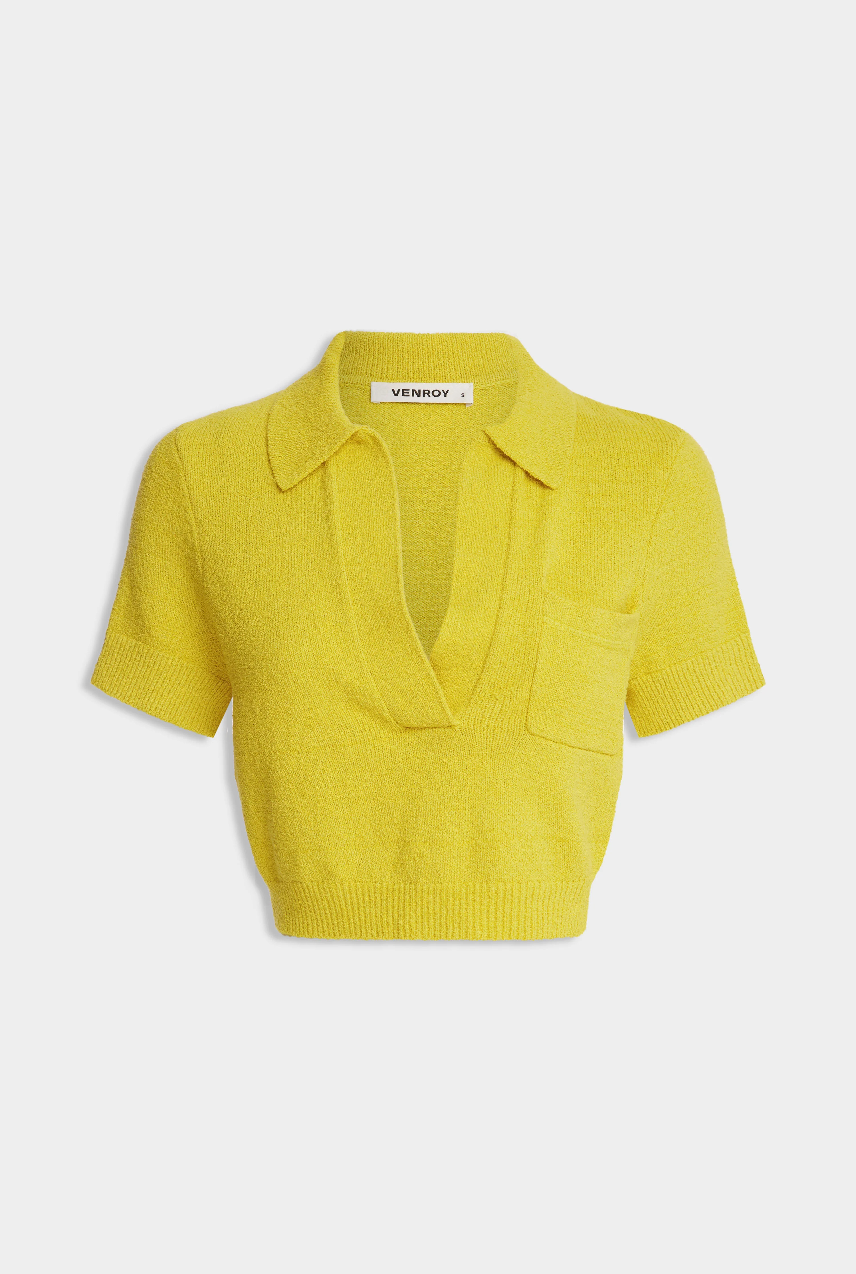 Womens Terry Knit Cropped Polo in Dijon | Venroy | Venroy AU