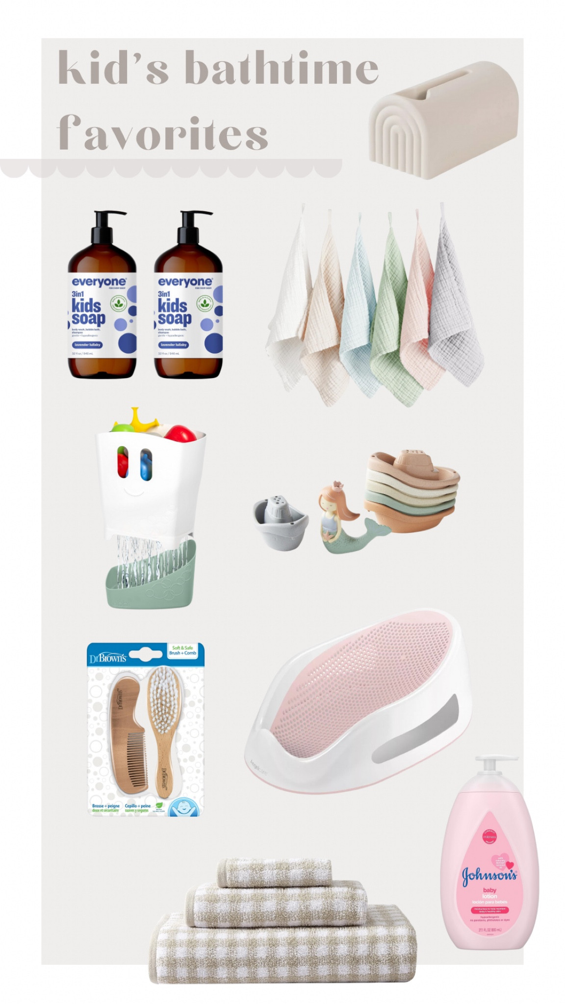 Baby and toddler bath time favorites 🤍 

Gingham towels
Kid’s soap
Bath toys 
Bath toy holder 

#LTKFindsUnder50 #LTKBaby #LTKKids