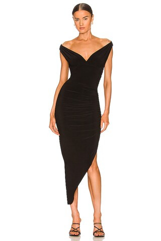 Norma Kamali Tara Side Drape Gown in Black from Revolve.com | Revolve Clothing (Global)