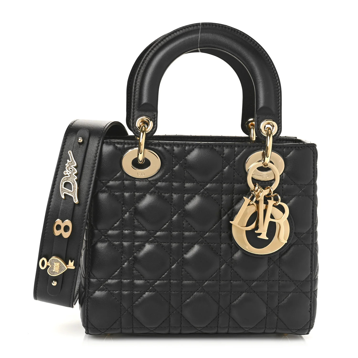 Lambskin Cannage Small My ABCDior Lady Dior Black | FASHIONPHILE (US)