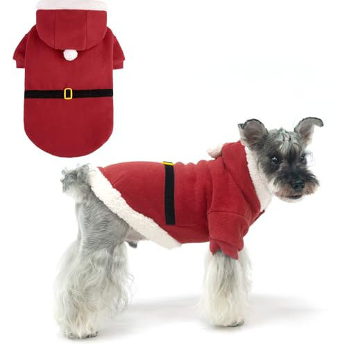 EXPAWLORER Christmas Dog Hoodie - Santa Claus Christmas Costume Outfit, Pet Winter Sweater Coat, Puppy Party Clothes Apparel for Small Medium Dogs | Amazon (US)
