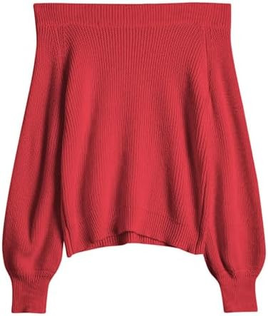 ZAFUL Sweaters for Women Off Shoulder Knit Sweater with Long Sleeve Loose Pullover Jumper Tops | Amazon (US)
