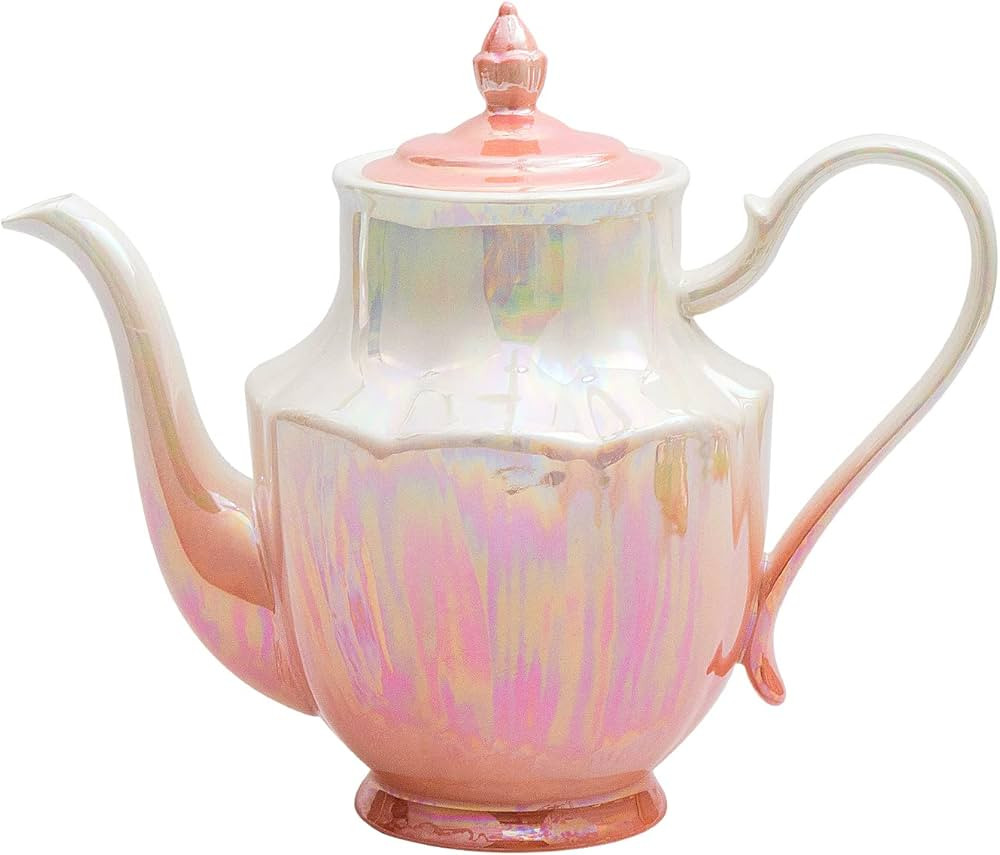 ceramic teapot,Porcelain Tea Pot 37 Oz Teapot with lid for Tea, Milk, Coffee, Flower tea (Pink) | Amazon (US)