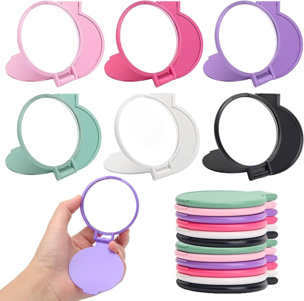 18 Pcs Mini Folding Mirror Round Compact, 2.4 in Small Portable Travel Makeup Mirror Compact Mirr... | Amazon (US)