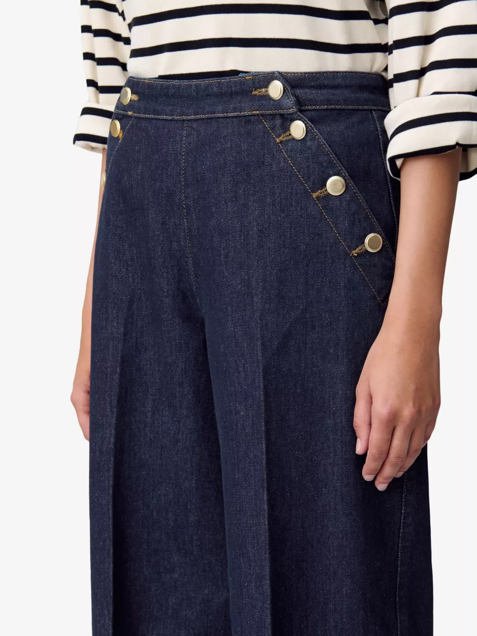 Button-Embellished Wide-Leg Mid-Rise Jeans | Selfridges
