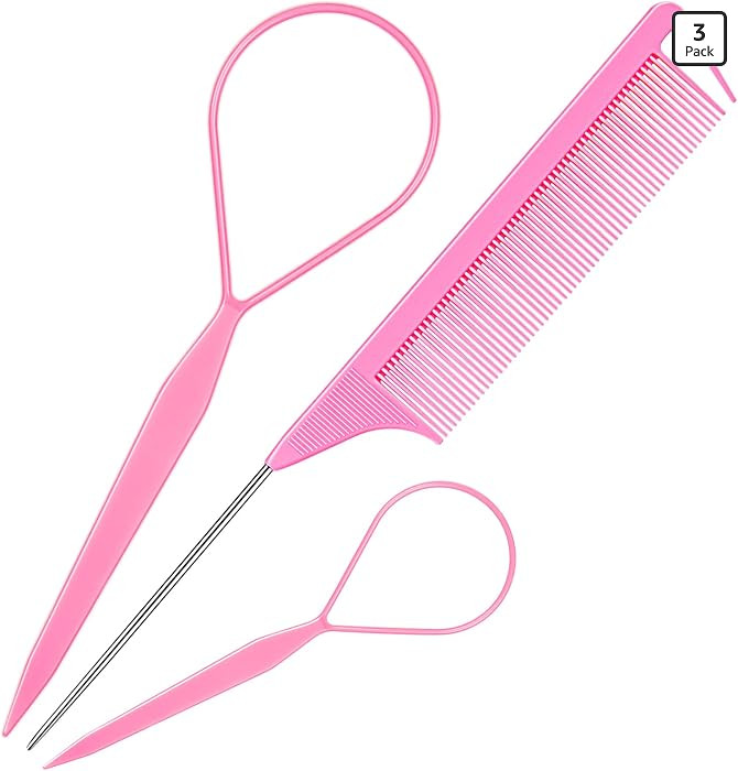 TsMADDTs Hair Styling Tool Set - 3 Pcs French Braid Tool, Rat Tail Comb, and Metal Braiding Pin i... | Amazon (US)
