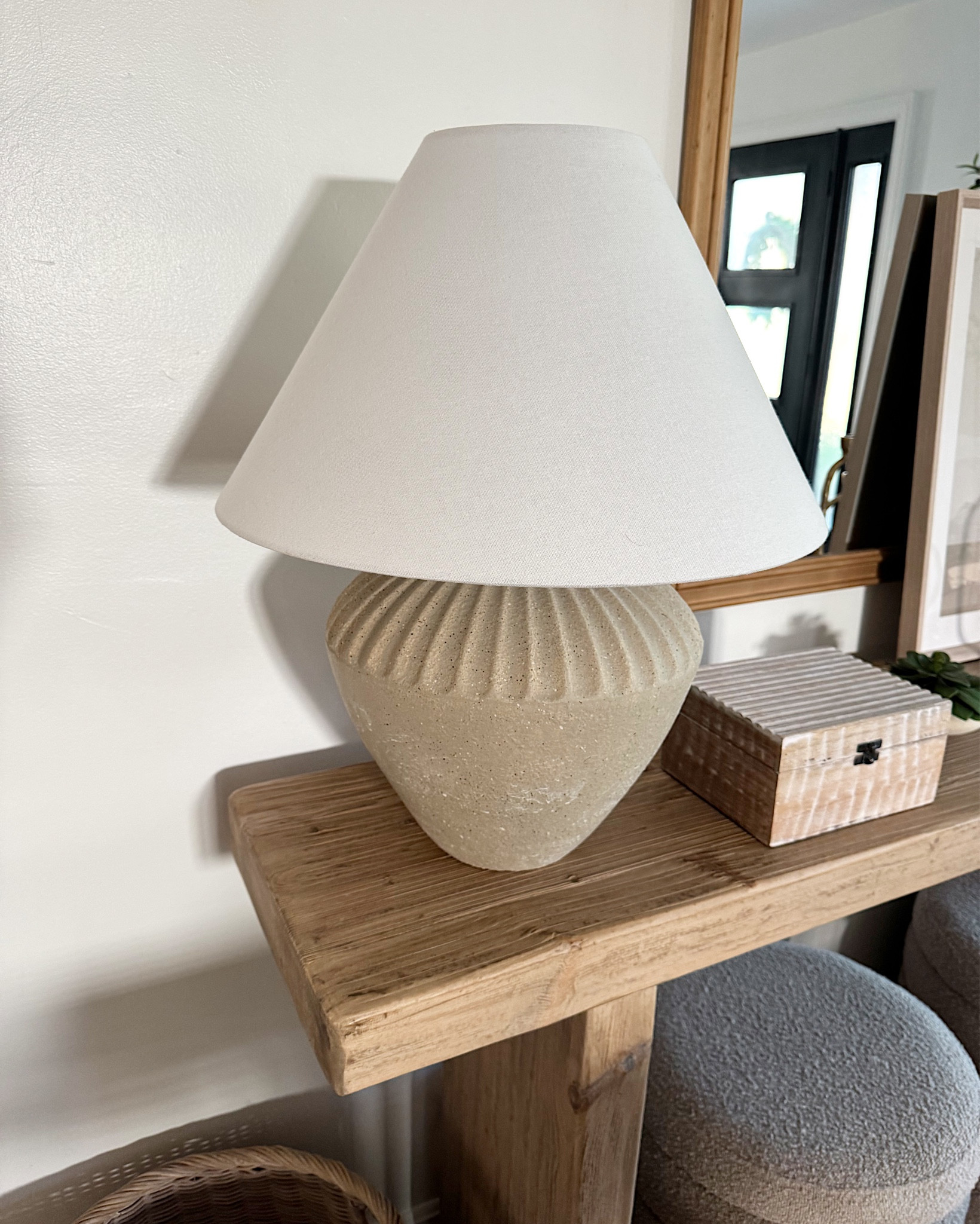 Decor that has a permanent spot in my home! My favorite earthy lamp, landscape wall art, two of my favorite faux olive trees, beige ottoman, coffee table books and wooden ladder!

#LTKSaleAlert #LTKHome #LTKSeasonal