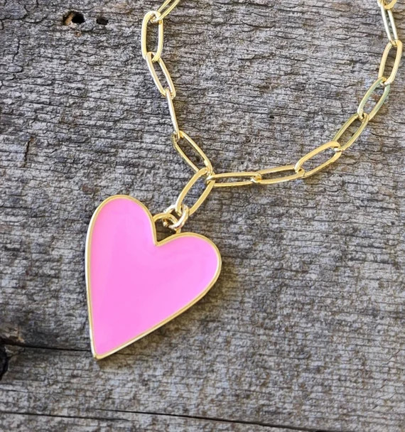 Pink Heart Necklace | Etsy (US)
