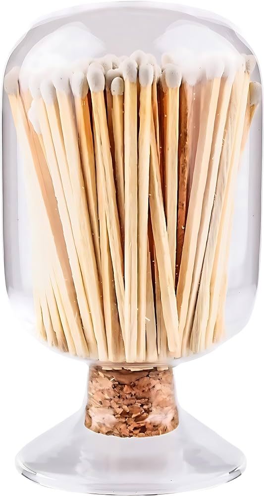 Includes Matches! | Decorative Glass Matches Cloche | Bottle Jar Fireplace Candle Match Holder Gi... | Amazon (US)