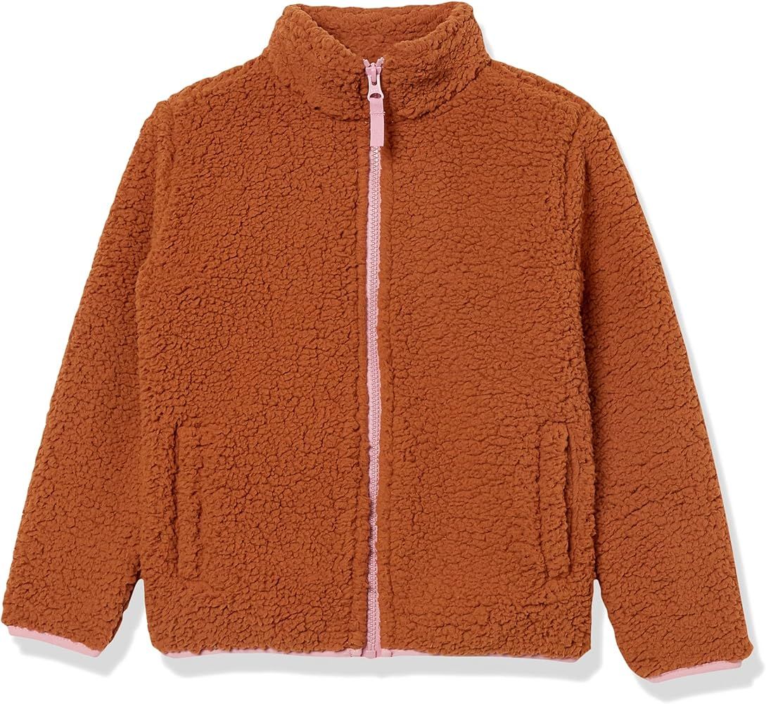 Amazon.com: Amazon Essentials Girls' Sherpa Fleece Quarter-Zip Jacket, Light Brown, Small : Cloth... | Amazon (US)