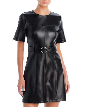 Faux Leather Belted Mini Dress | Bloomingdale's (US)