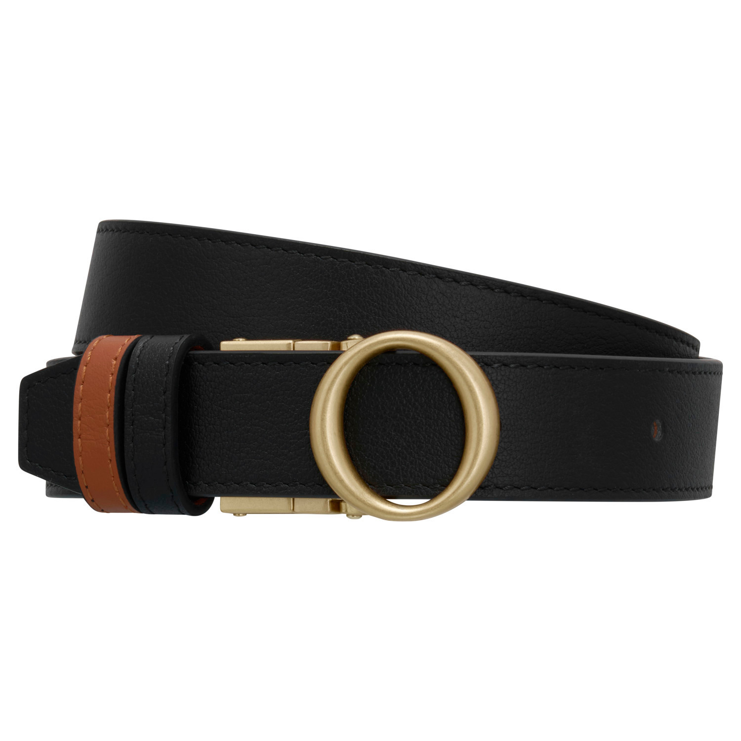 Ali Reversible Belt - Brass-Black/Cognac | Oroton | Oroton