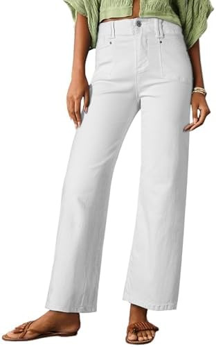 Astylish Womens Wide Leg Jeans High Waisted Stretchy Buttoned Denim Pants Trendy 2025 with Pocket | Amazon (US)