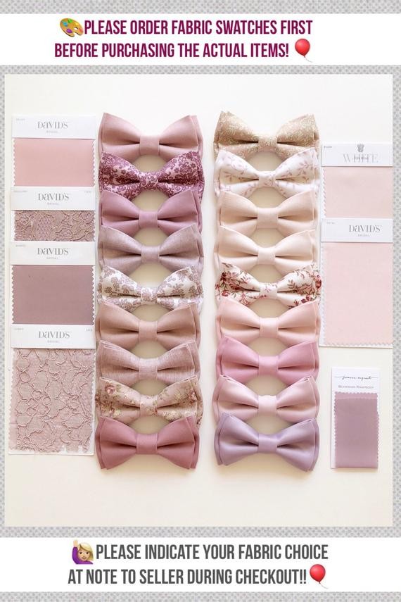Dusty rose bow ties- Quartz bow tie-cameo bow ties- dusty rose neckties -blush linen bow tie- gro... | Etsy (US)