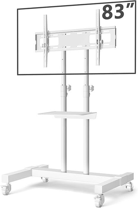 Mobile TV Stand Rolling TV Cart Floor Stand with Mount on Lockable Wheels Height Adjustable Shelf... | Amazon (US)