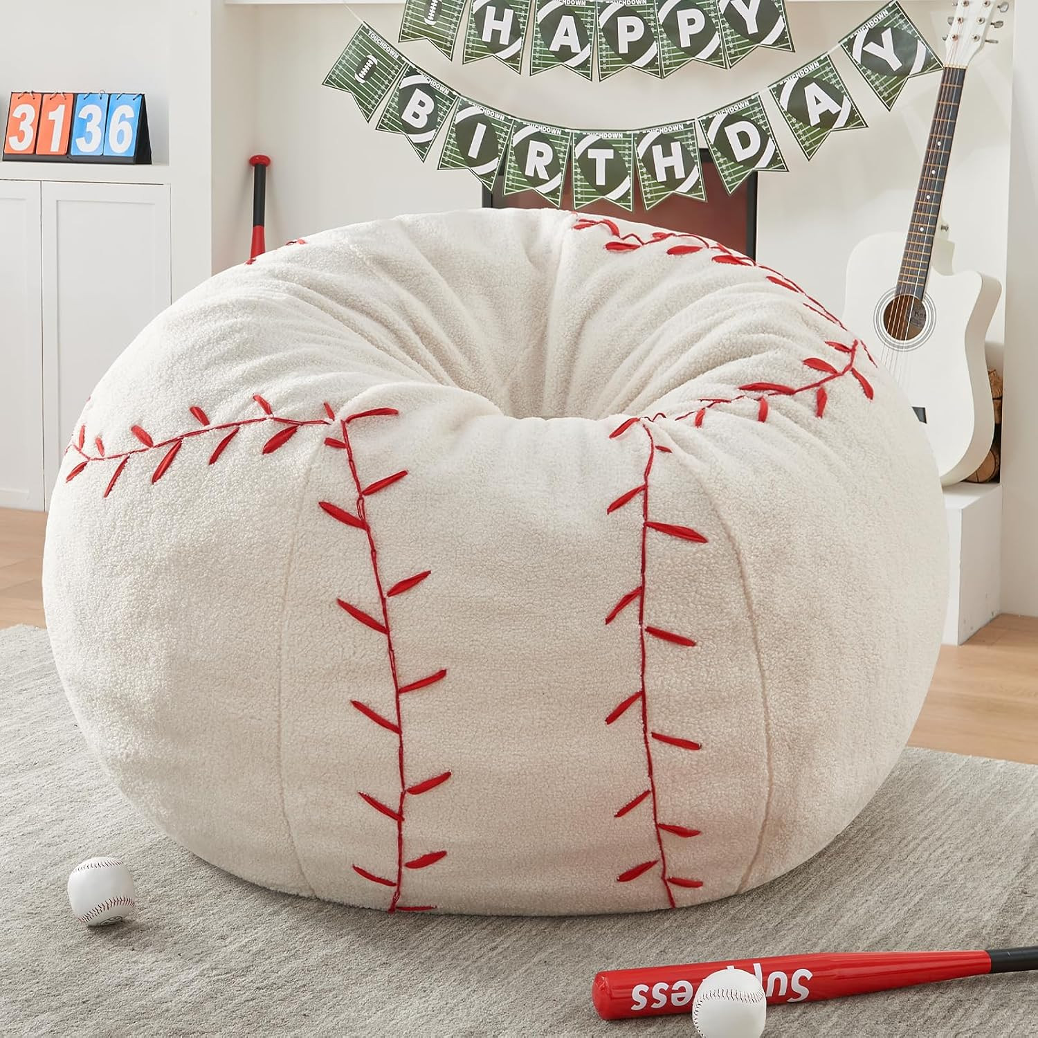 Sports Baseball Bean Bag Chair - Giant Bean Bag Chairs for Adults and Kids - Oversized Bean Bag S... | Amazon (US)