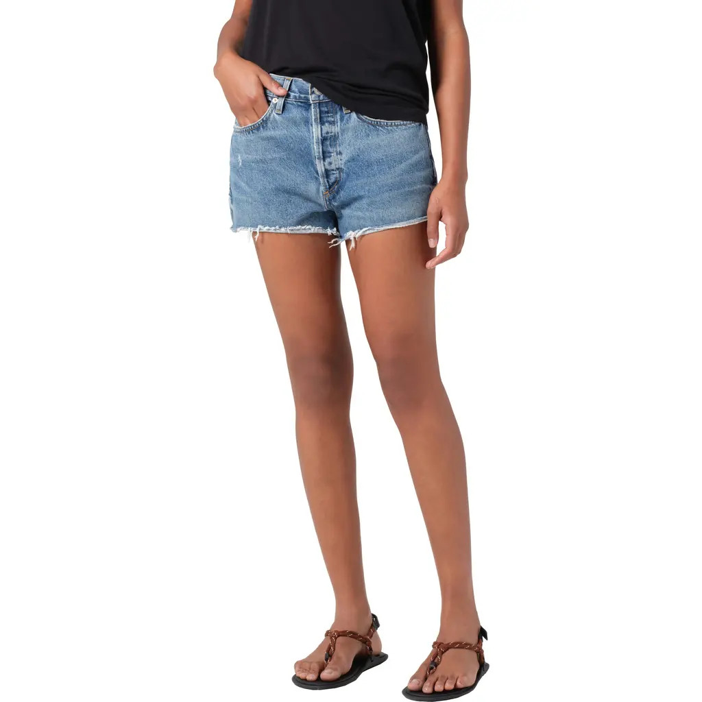 AGOLDE Parker High Waist Denim Cutoff Shorts in Chorus at Nordstrom, Size 26 | Nordstrom