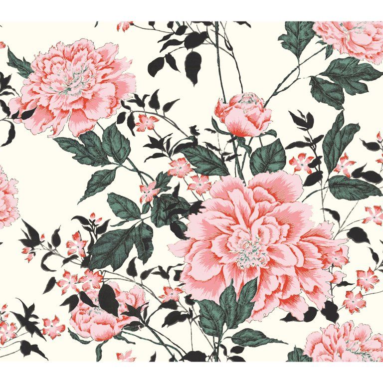 Drew Barrymore Flower Home Vintage Floral Pink Peel & Stick Wallpaper | Walmart (US)