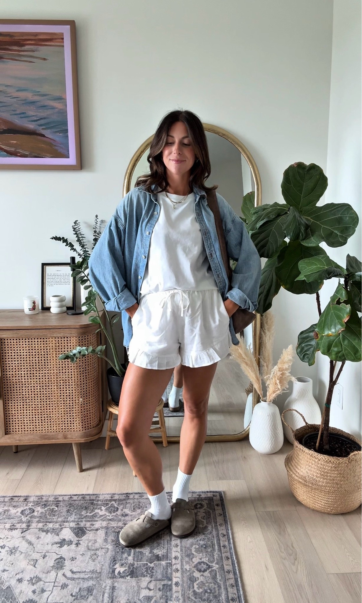 Pre fall ootd idea 
T-shirt is from Aritzia size medium
Denim shirt is Aritzia size small
Shorts are from Abercrombie size medium will try to link similar
￼

#LTKcanada #LTKfall #LTKstyletip