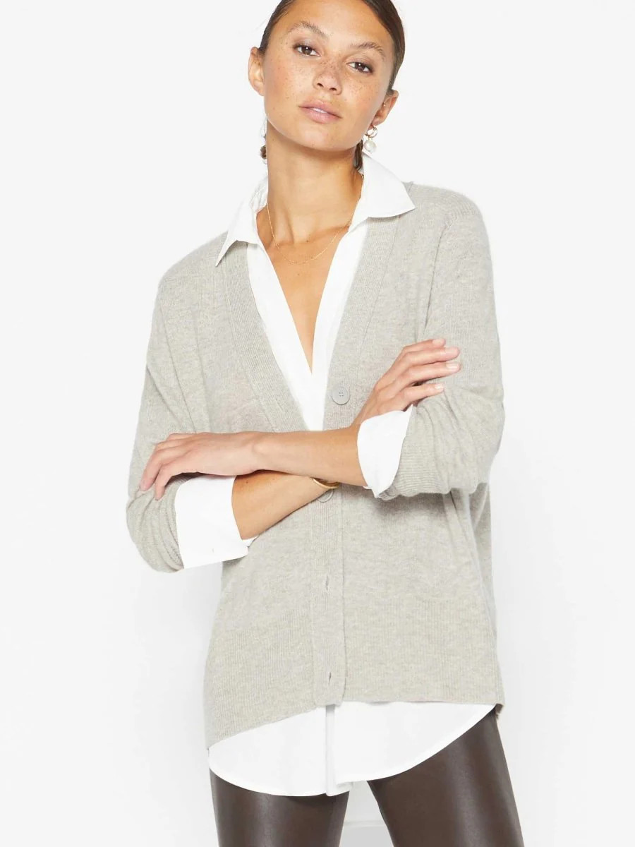 Brochu Walker Women's Callie Layered Looker Cardigan, Beige/White | Brochu Walker