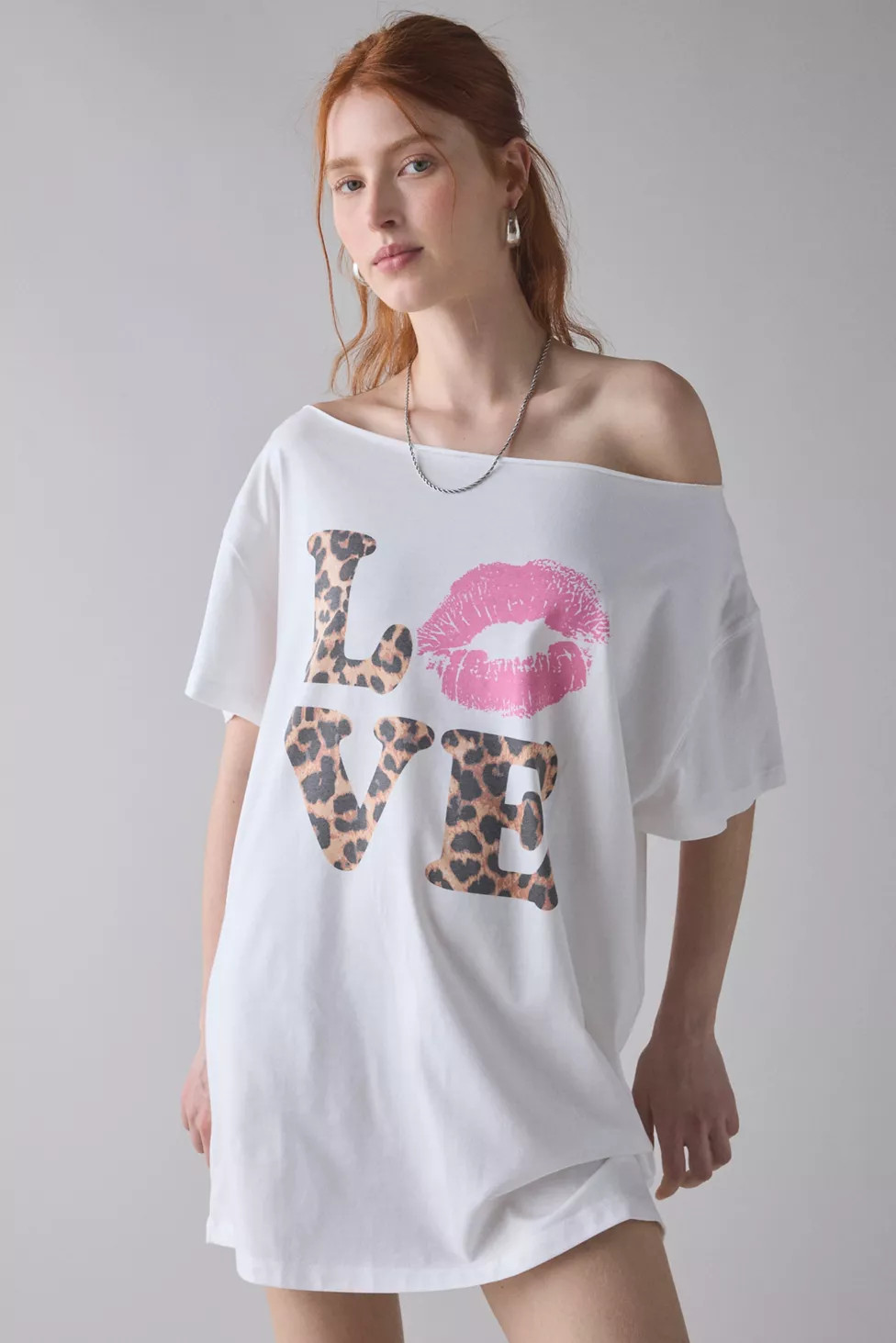 Graphic Slouchy Off-The-Shoulder T-Shirt Dress | Urban Outfitters (US and RoW)